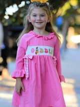 Fall Thanksgiving& Halloween "GOBBLE" Smock Embroidery Baby Girl Dress
