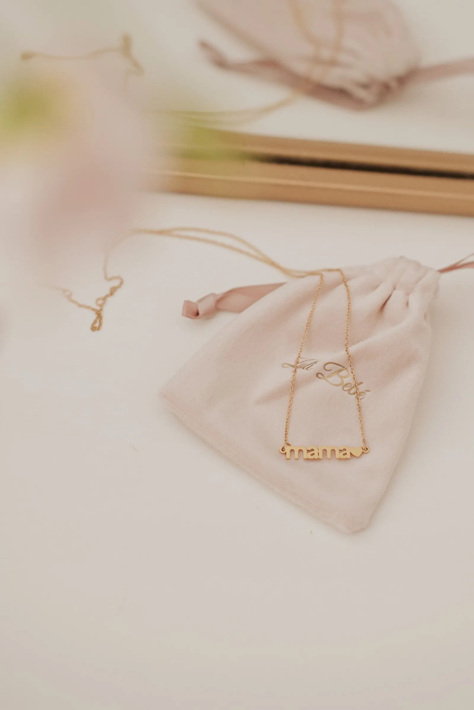 Three Little Tots Mama Necklace 18k Gold Plated Stainless Steel, alternate angle
