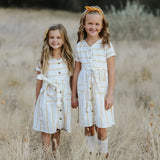 Three Little Tots Marlow Mustard Stripe Dress, additional product photo