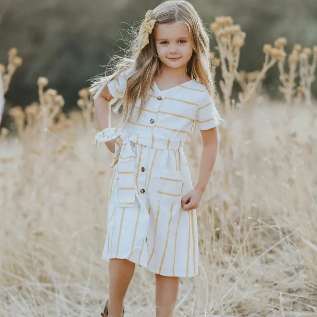 Three Little Tots Marlow Mustard Stripe Dress