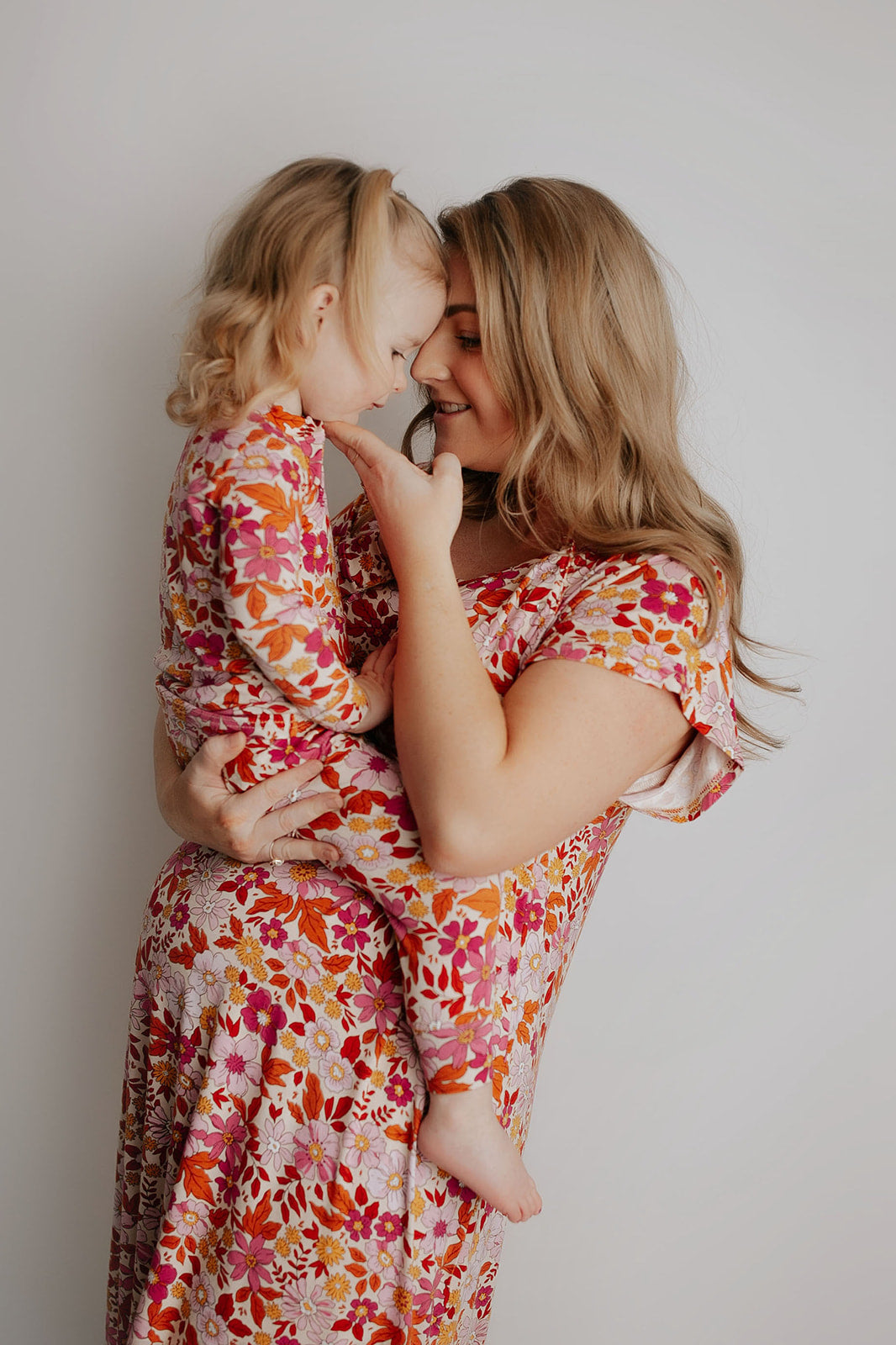 The cutest and softest matching pajamas for a pregnant mom and kids little girls