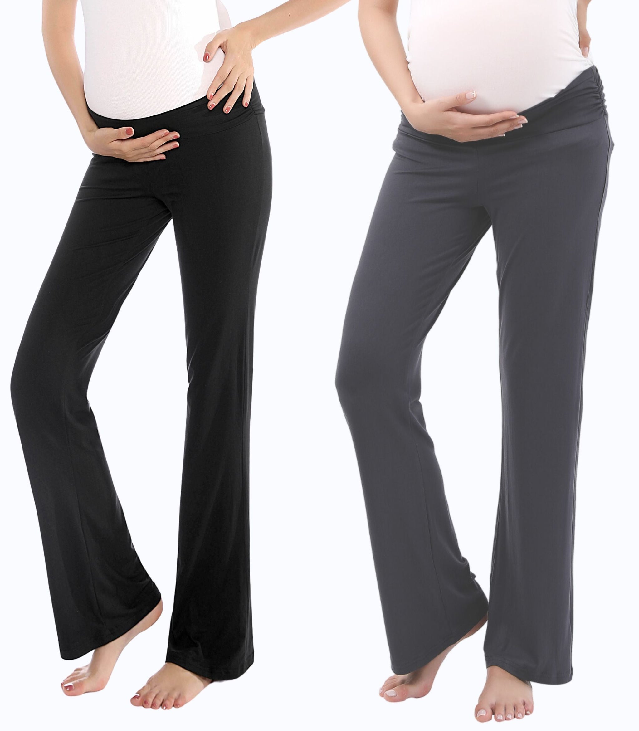 Three Little Tots Below Bump Maternity Postpartum Pajama Pants 2 Pack, in Black + Dark Grey