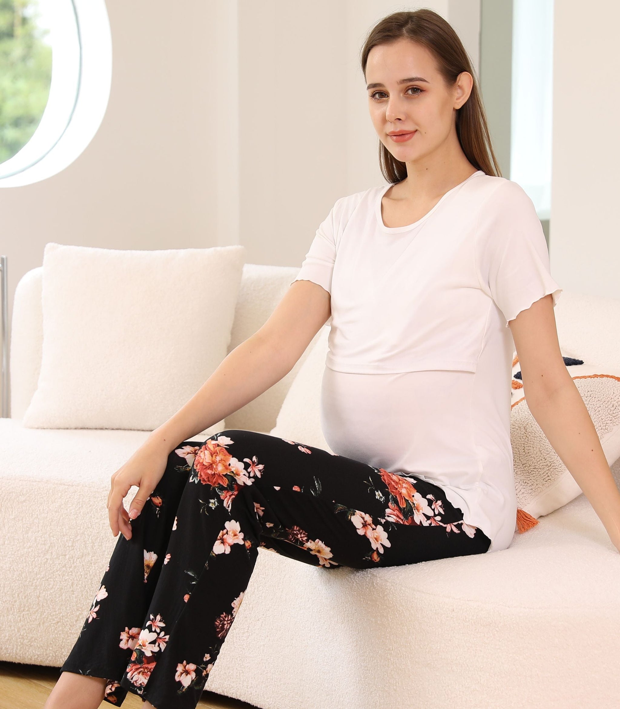 Three Little Tots Below Bump Maternity Postpartum Pajama Pants 2 Pack, eighth additional photo