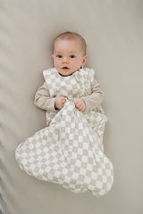 Taupe Checkered Bamboo Sleep Sack