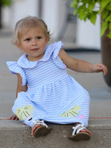 Back To School Girls Stripe Pencil Applique Bow Dress