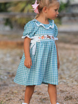 Western Plaid Horse Embroidered Girl Dress