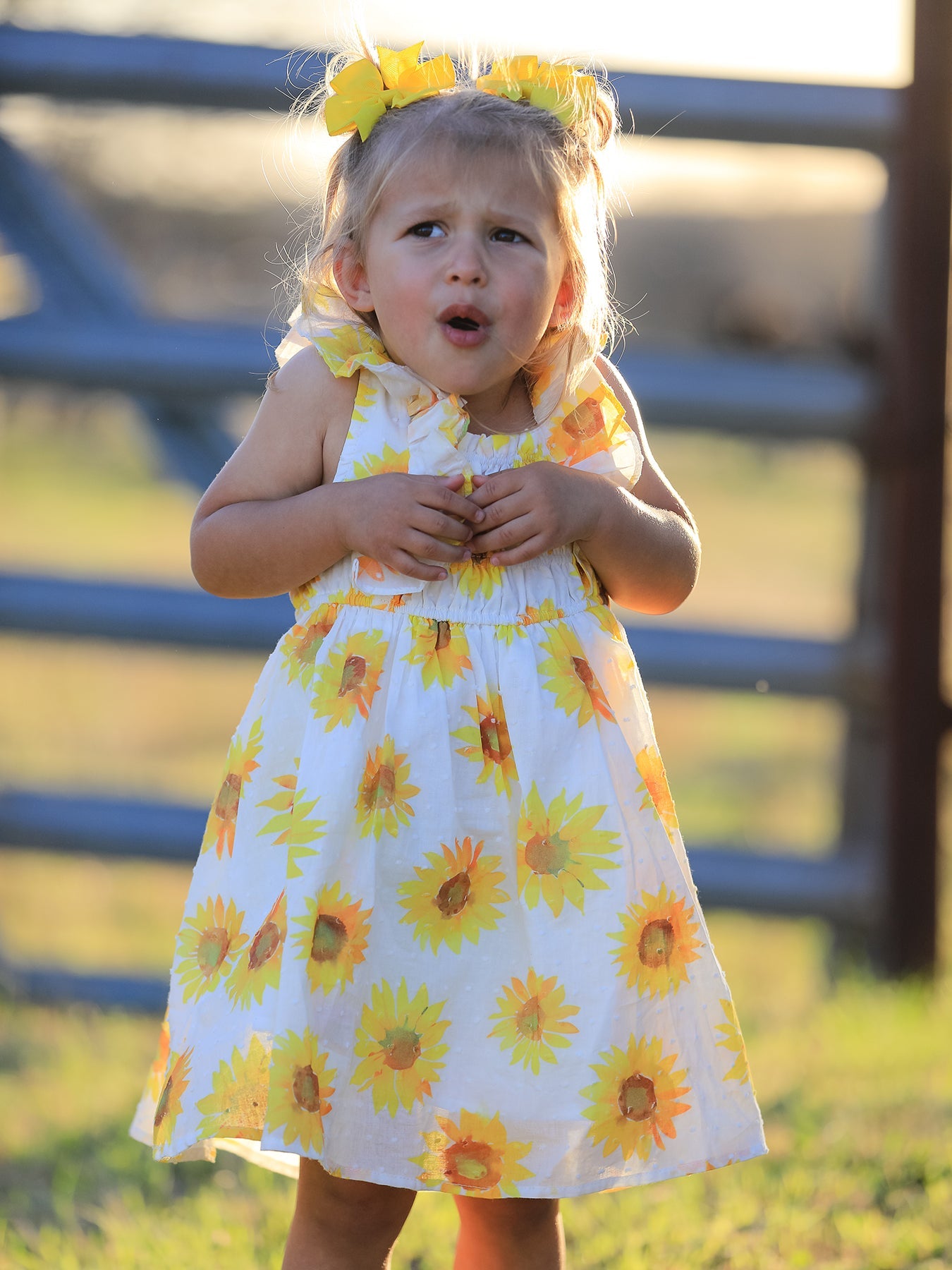 Three Little Tots Sunflower Girls Smocked Ruffle Dress, extra product detail