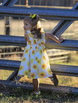 Three Little Tots Sunflower Girls Smocked Ruffle Dress, alternate angle