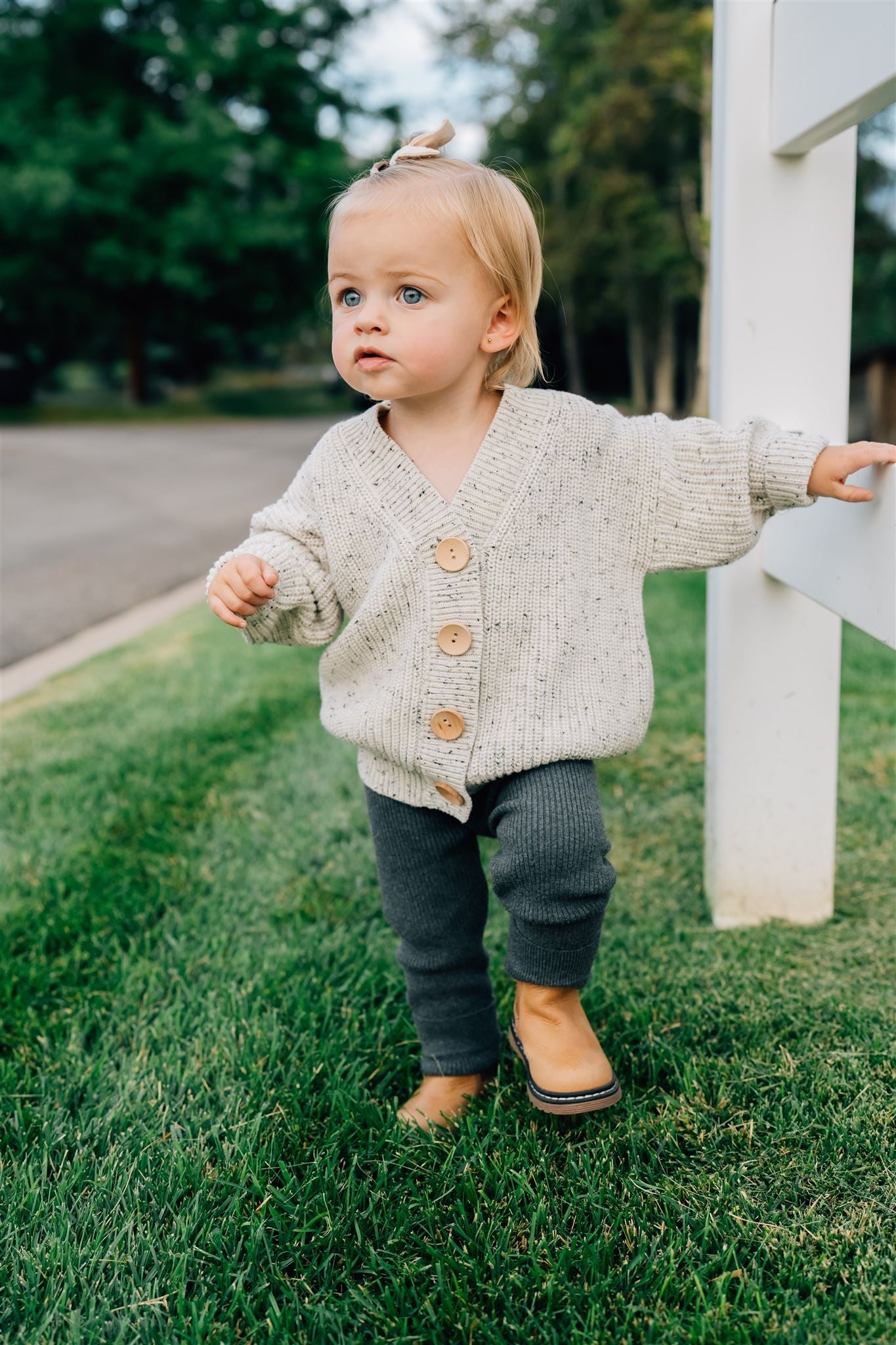 Three Little Tots Charcoal Knit Leggings, alternate angle