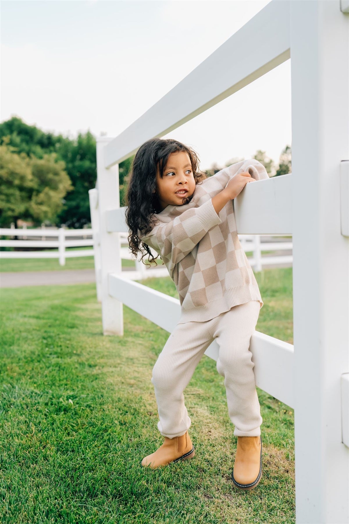 Three Little Tots Cream Knit Leggings, alternate angle