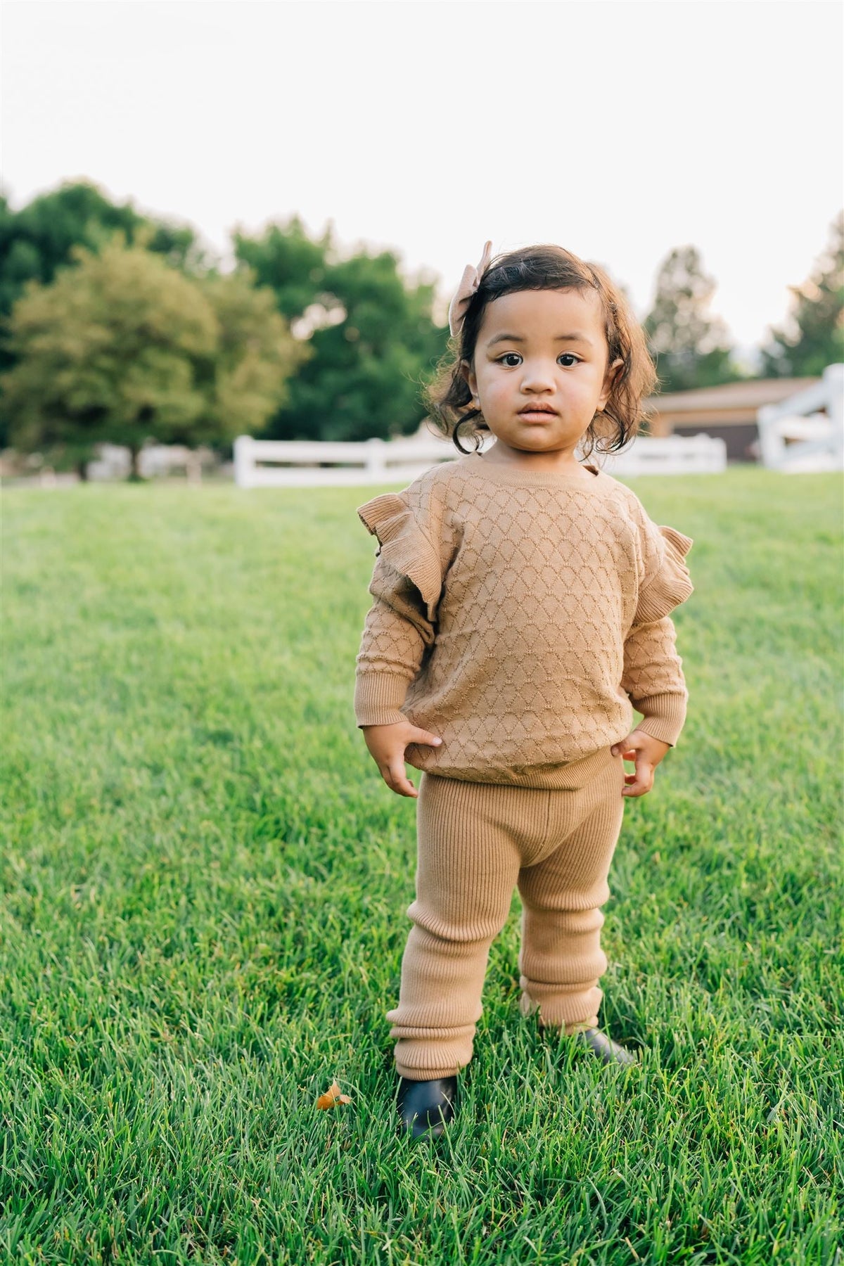 Three Little Tots Toffee Knit Leggings, alternate angle
