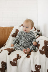 Charcoal Stripe Ribbed Hooded Set