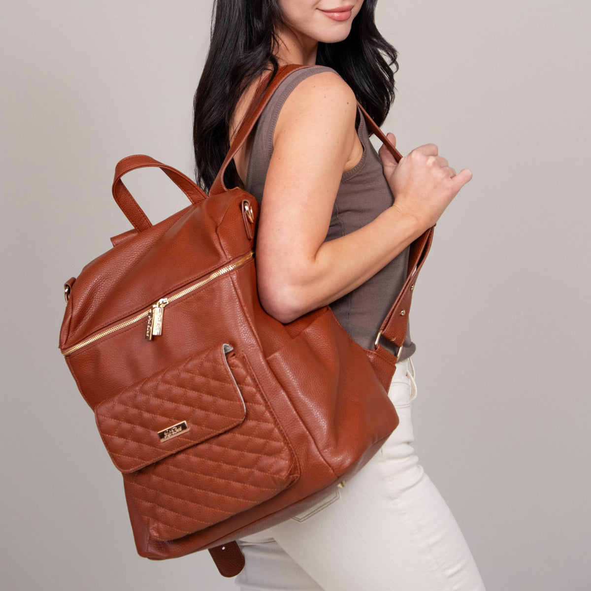 Three Little Tots Signature Diaper Bag Caramel, second additional photo