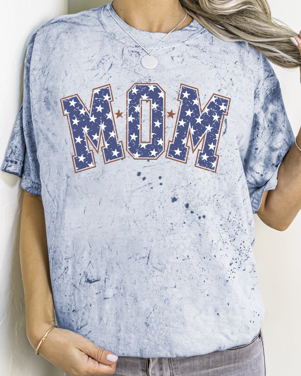 Three Little Tots Mom Usa America Patriotic Independence Day 4th Of July Comfort Colors Color Blast , in Color Blast Ocean Bl