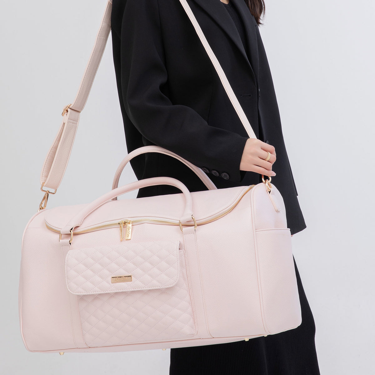 Three Little Tots Weekender Travel Bag Pastel Pink, another angle