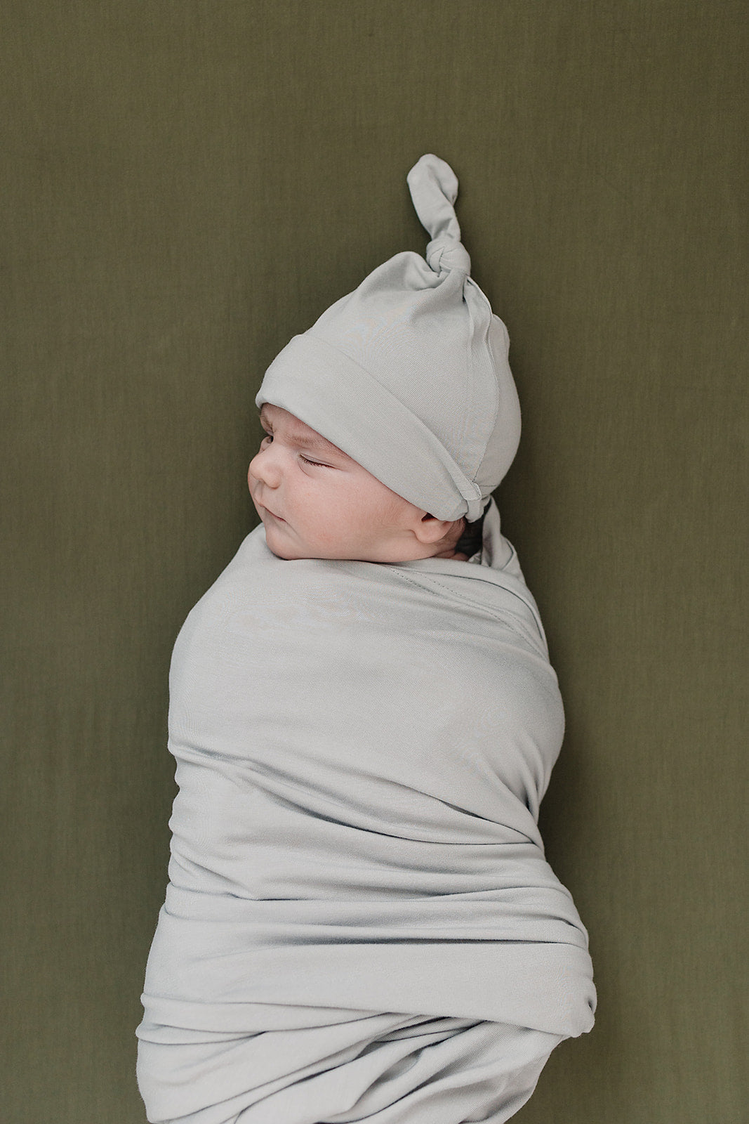 Three Little Tots Stone Bamboo Stretch Swaddle, alternate angle