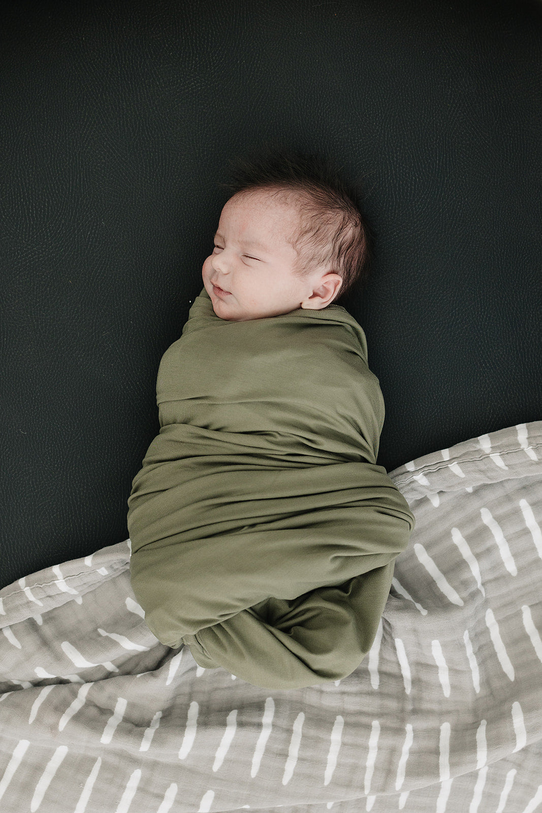 Three Little Tots Olive Bamboo Stretch Swaddle, alternate angle