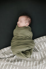 Three Little Tots Olive Bamboo Stretch Swaddle, alternate angle