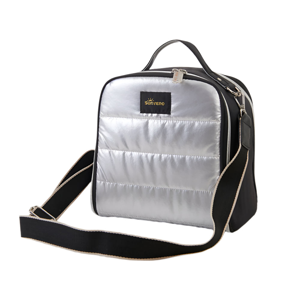 Three Little Tots Lunch Cooler Bag with Shoulder Strap, in Silver