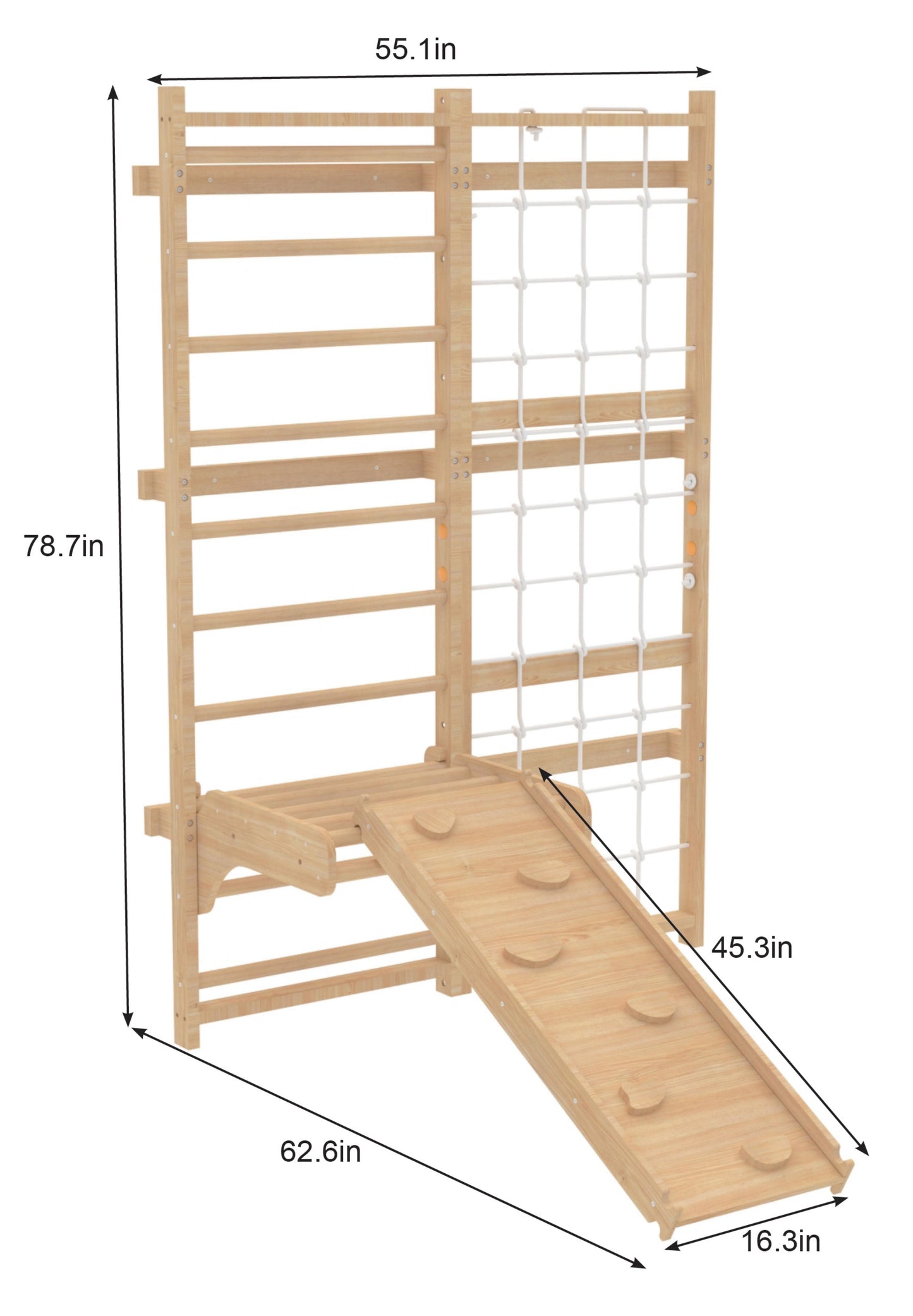 Three Little Tots Neem Swedish Ladder and Rope Wall - 79 Height, third additional photo