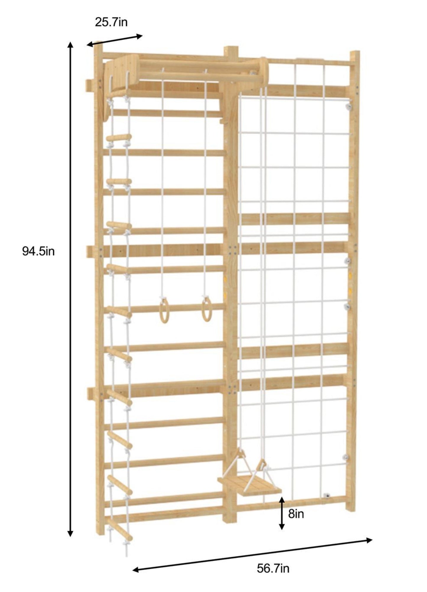 Three Little Tots Neem Swedish Ladder and Rope Wall - 79 Height, second additional photo