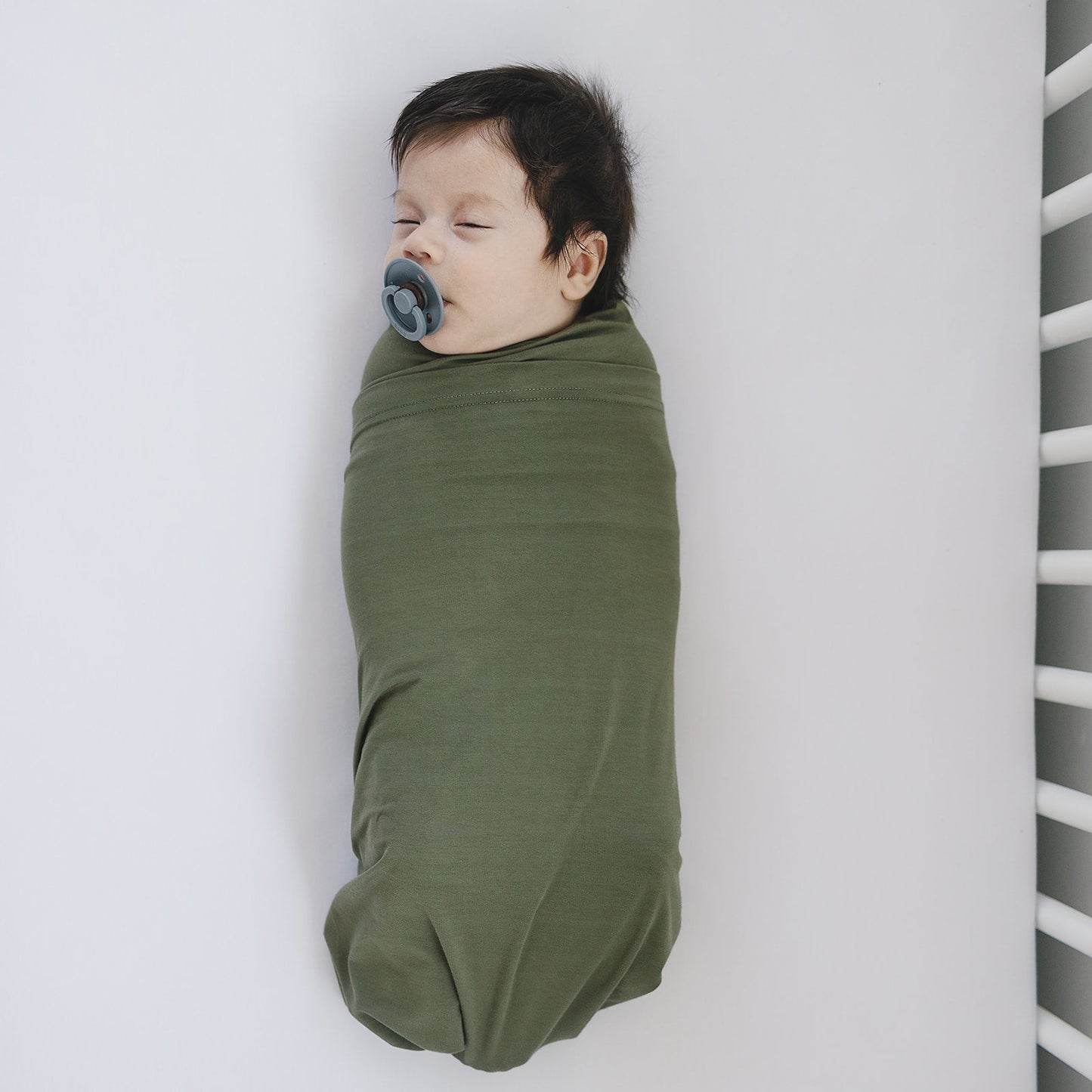 Three Little Tots Olive Bamboo Stretch Swaddle, another angle