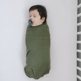 Three Little Tots Olive Bamboo Stretch Swaddle, another angle