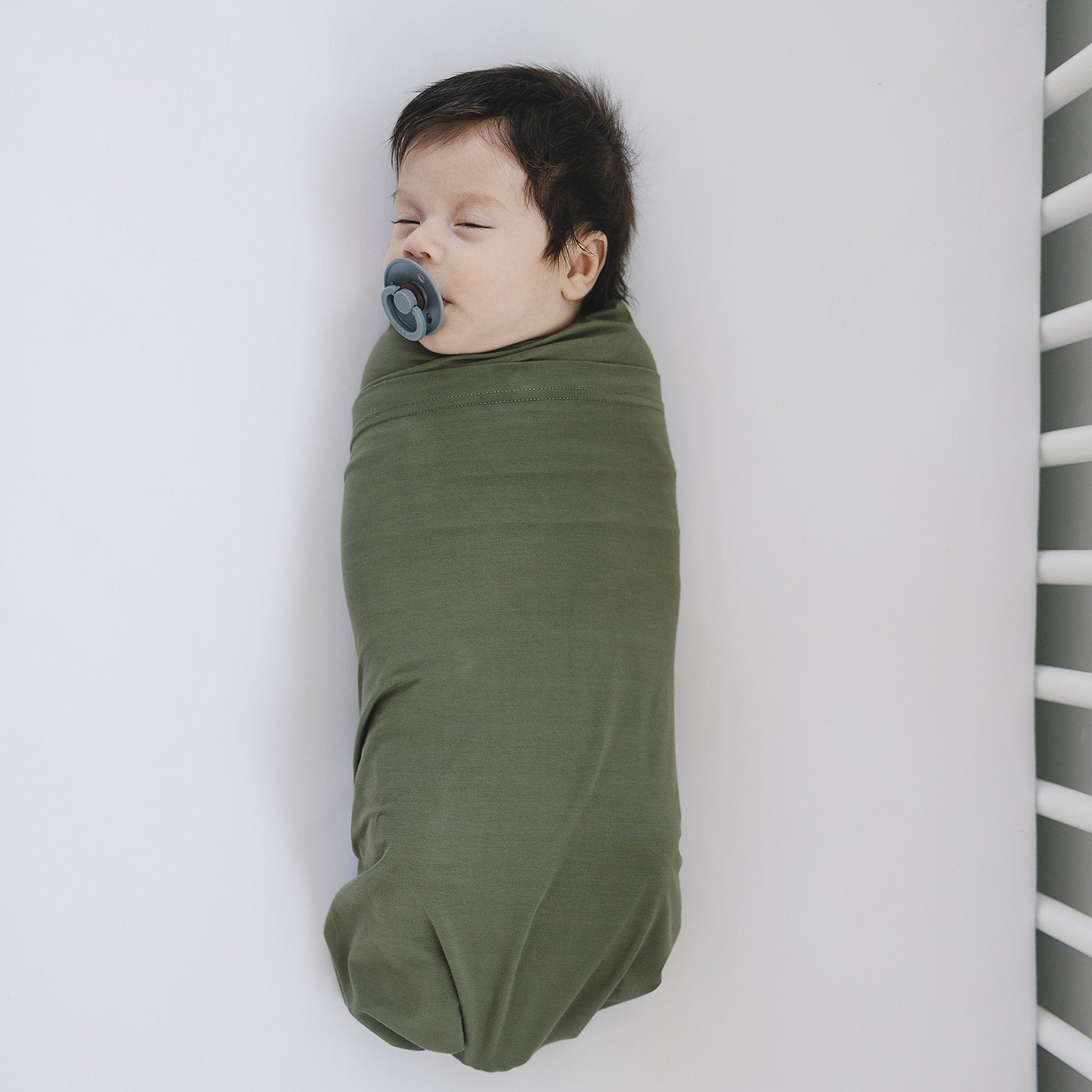 Three Little Tots Olive Bamboo Stretch Swaddle, another angle