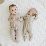 Three Little Tots Oatmeal Organic Cotton Ribbed Zipper, sixth additional photo
