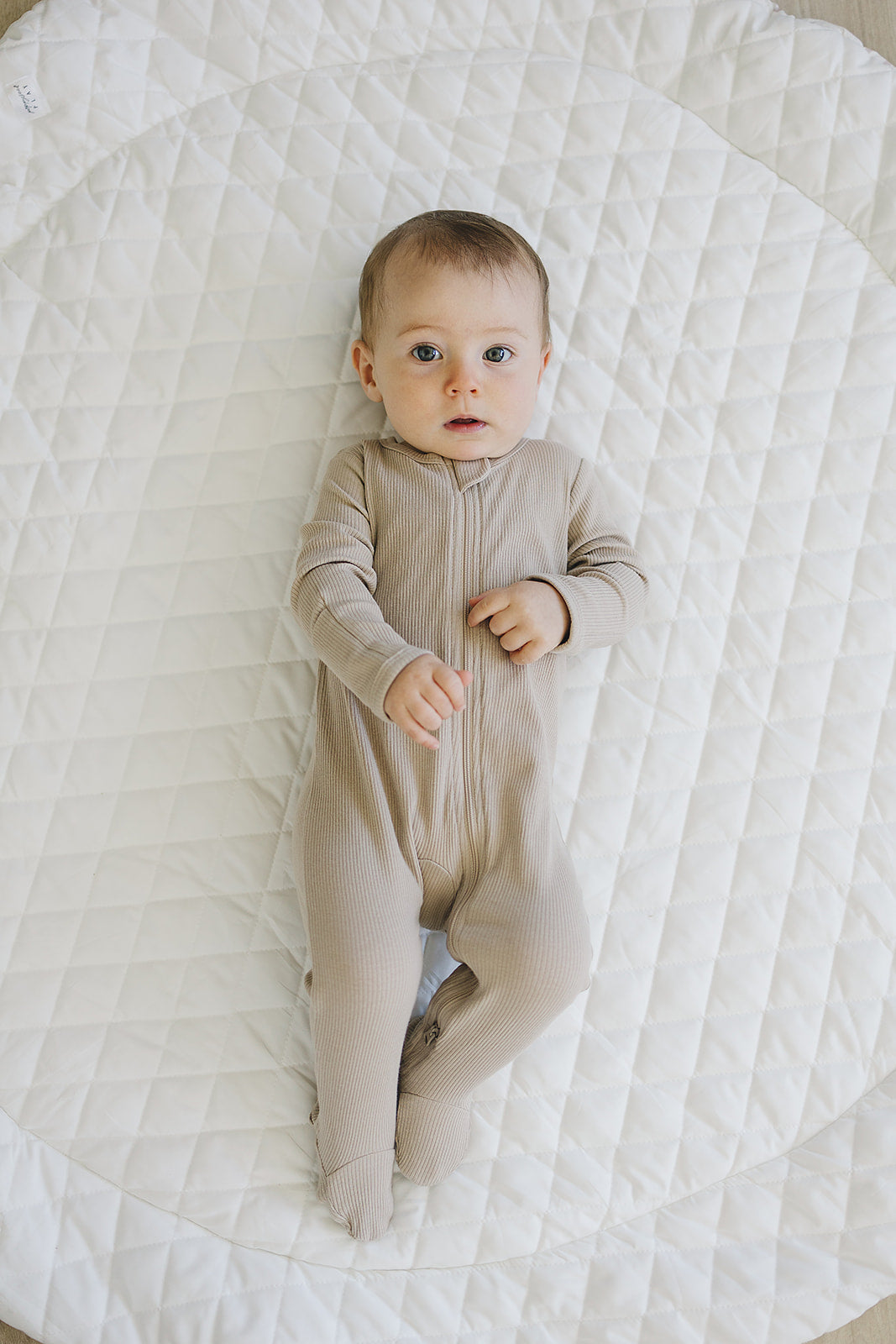Three Little Tots Oatmeal Organic Cotton Ribbed Zipper, extra product detail