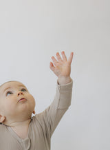 Three Little Tots Oatmeal Organic Cotton Ribbed Zipper, additional view