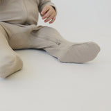 Three Little Tots Oatmeal Organic Cotton Ribbed Zipper, alternate angle