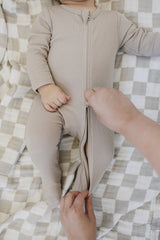 Three Little Tots Oatmeal Organic Cotton Ribbed Zipper, additional product photo