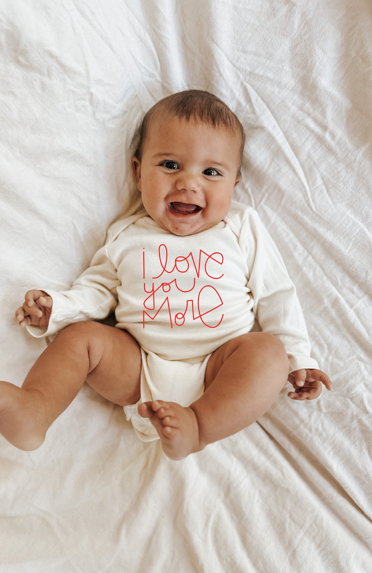 Three Little Tots I Love You More - Long Sleeve Organic Baby Bodysuit, additional view