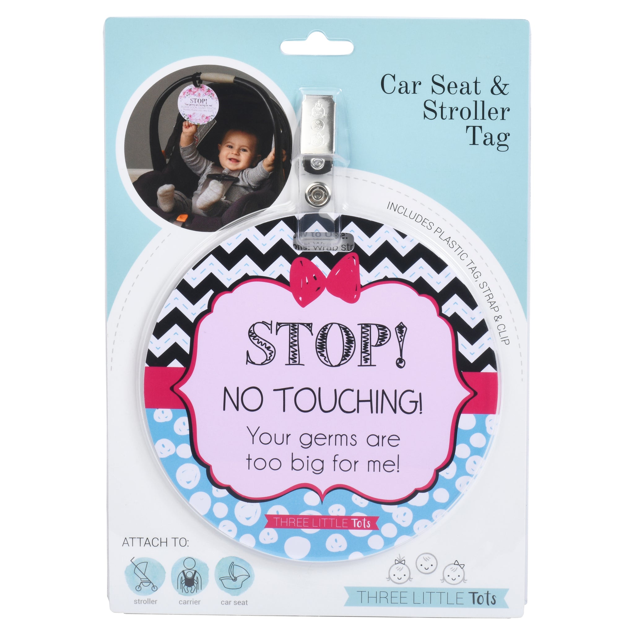 Three Little Tots Girl Zig Zag Please Don't Touch My Baby Car Seat, second additional photo