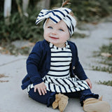 Three Little Tots Nora Navy Stripe Twirl Dress, additional product photo