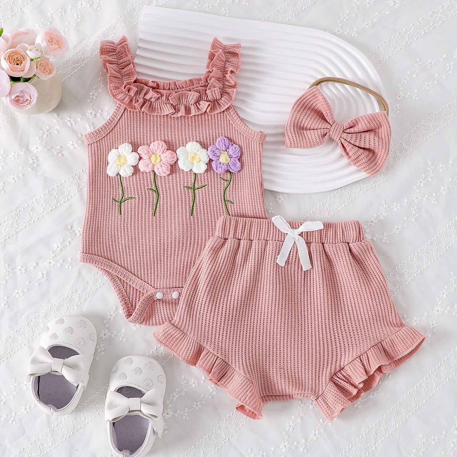 Spring Flowers Ruffle Girls and