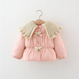 Three Little Tots Winter Thick Cotton-padded Coat Girl Thermal Children's Clothing Top, in Pink