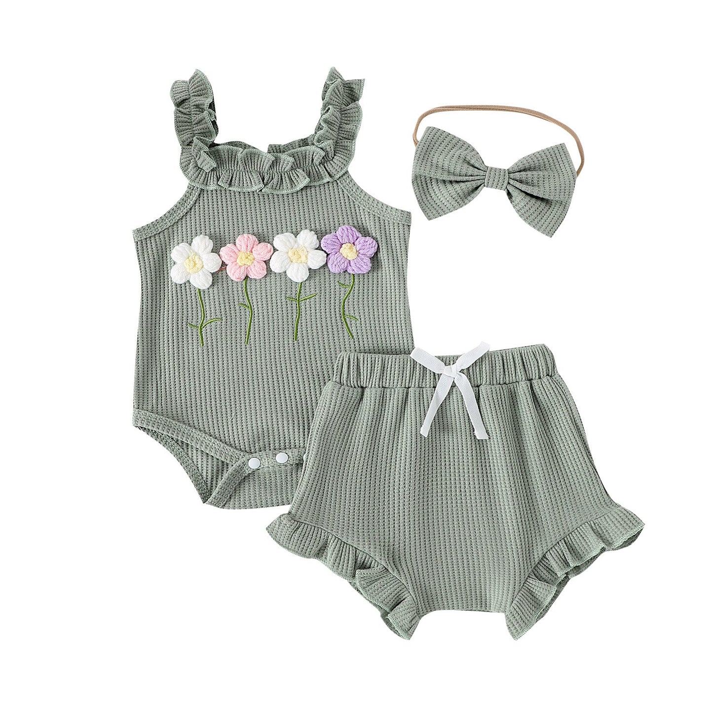 Spring Flowers Ruffle Girls and