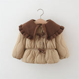 Three Little Tots Winter Thick Cotton-padded Coat Girl Thermal Children's Clothing Top, in Brown
