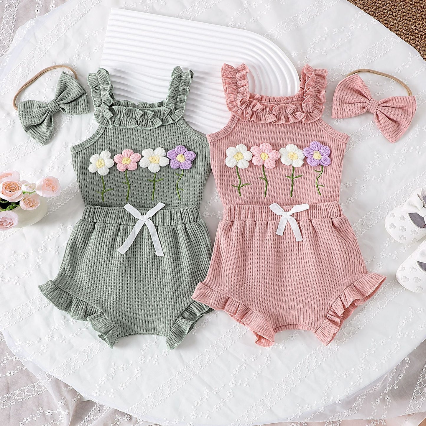 Spring Flowers Ruffle Girls and