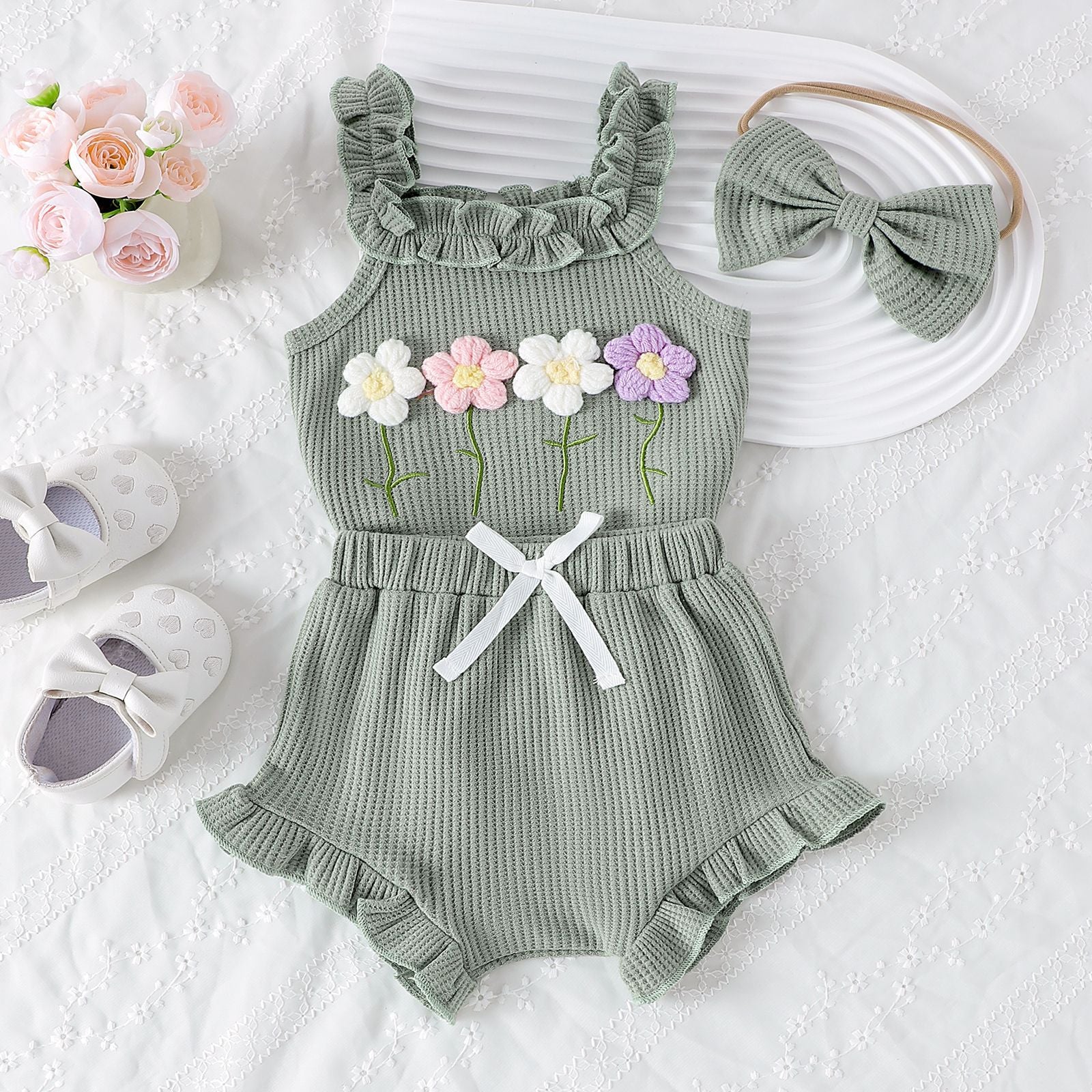 Spring Flowers Ruffle Girls and