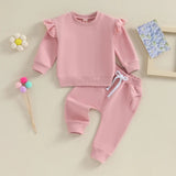 Ruffle Sweatshirt and Sweatpants Set