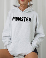 Three Little Tots Momster Skeleton Ghost Witch Skull Aesthetic Meme Halloween Costume Hoodie Hooded Sweatshirt, in Ash Gray