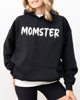 Three Little Tots Momster Skeleton Ghost Witch Skull Aesthetic Meme Halloween Costume Hoodie Hooded Sweatshirt, in Black