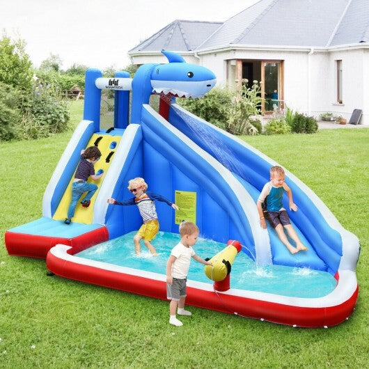 Three Little Tots Inflatable Shark Bounce House with Water Slide and Climbing Wall without Blower, additional product photo