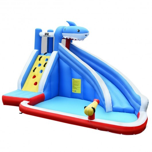 Three Little Tots Inflatable Shark Bounce House with Water Slide and Climbing Wall without Blower, extra product detail