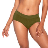 Three Little Tots The Bikini Period in Sporty Stretch For Heavy Flows, in Moss