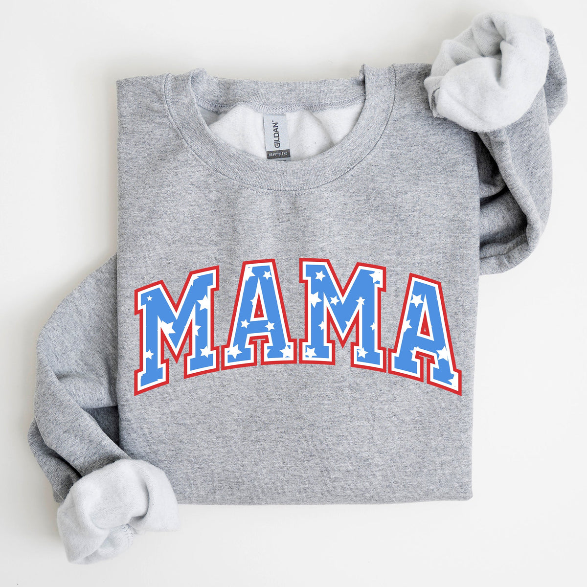 Three Little Tots Patriotic Mama Stars and Stripes 4th of July Sweatshirt, alternate angle