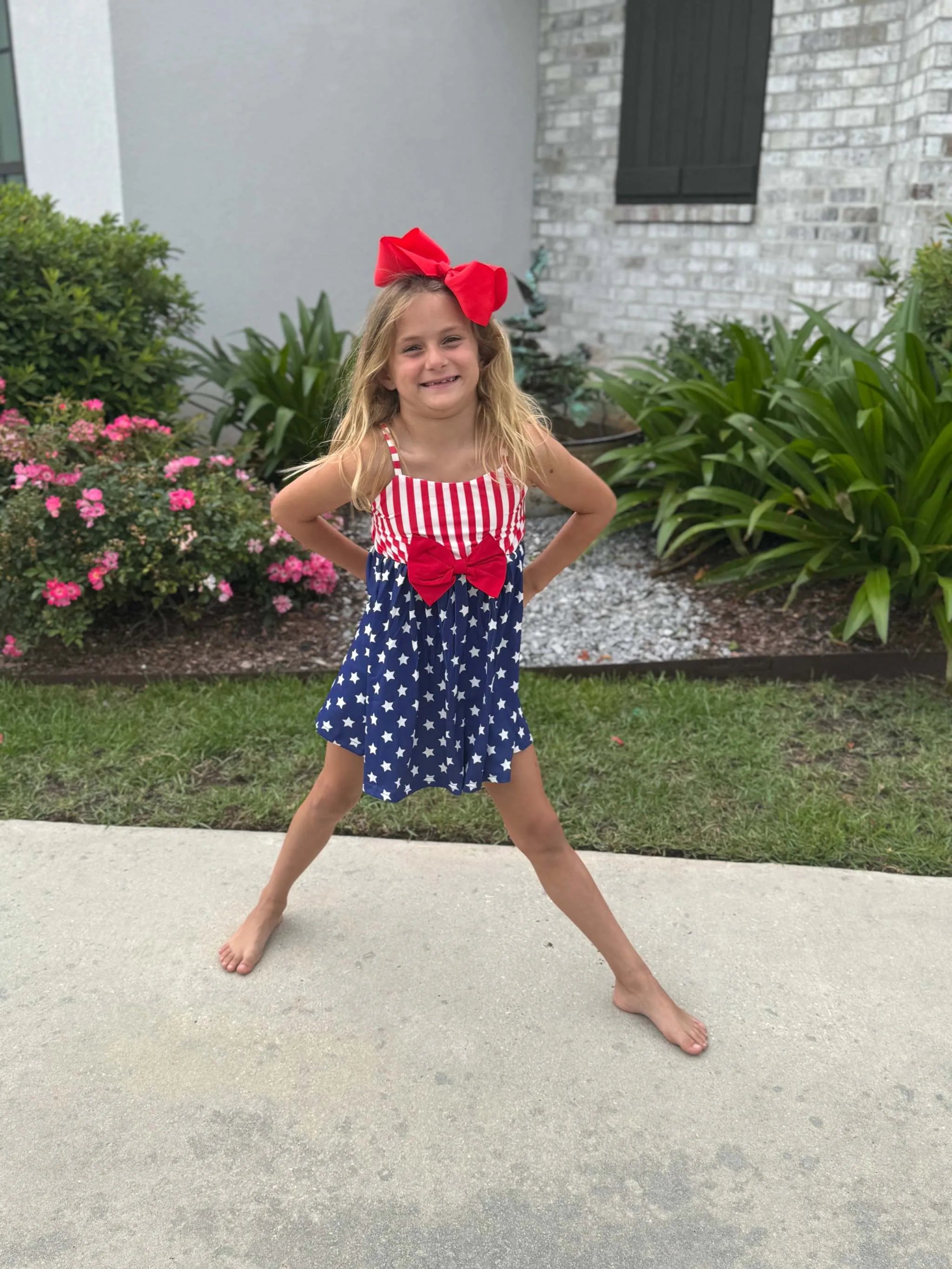 Three Little Tots Patriotic Dress with Bow